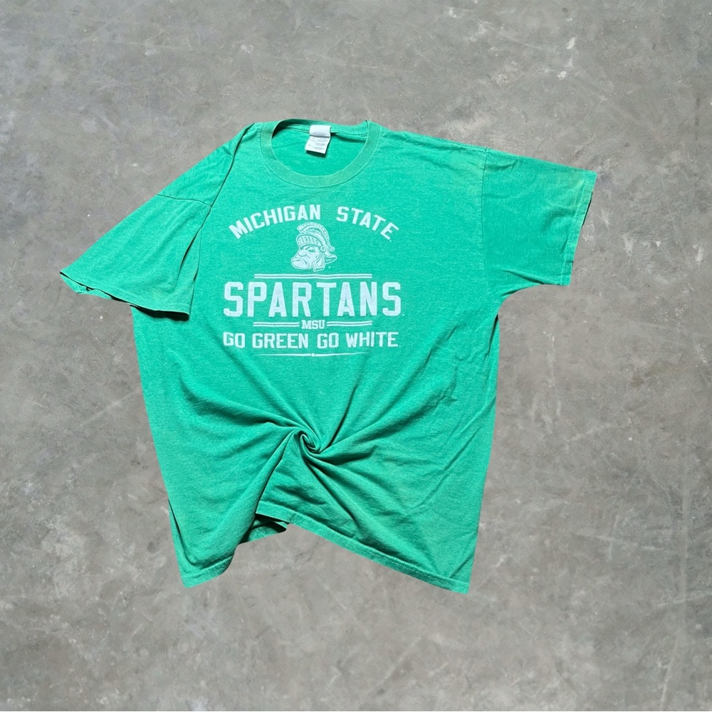 ☀️ Michigan State Spartans College Graphic Tee Mens Size XL Green/White Football